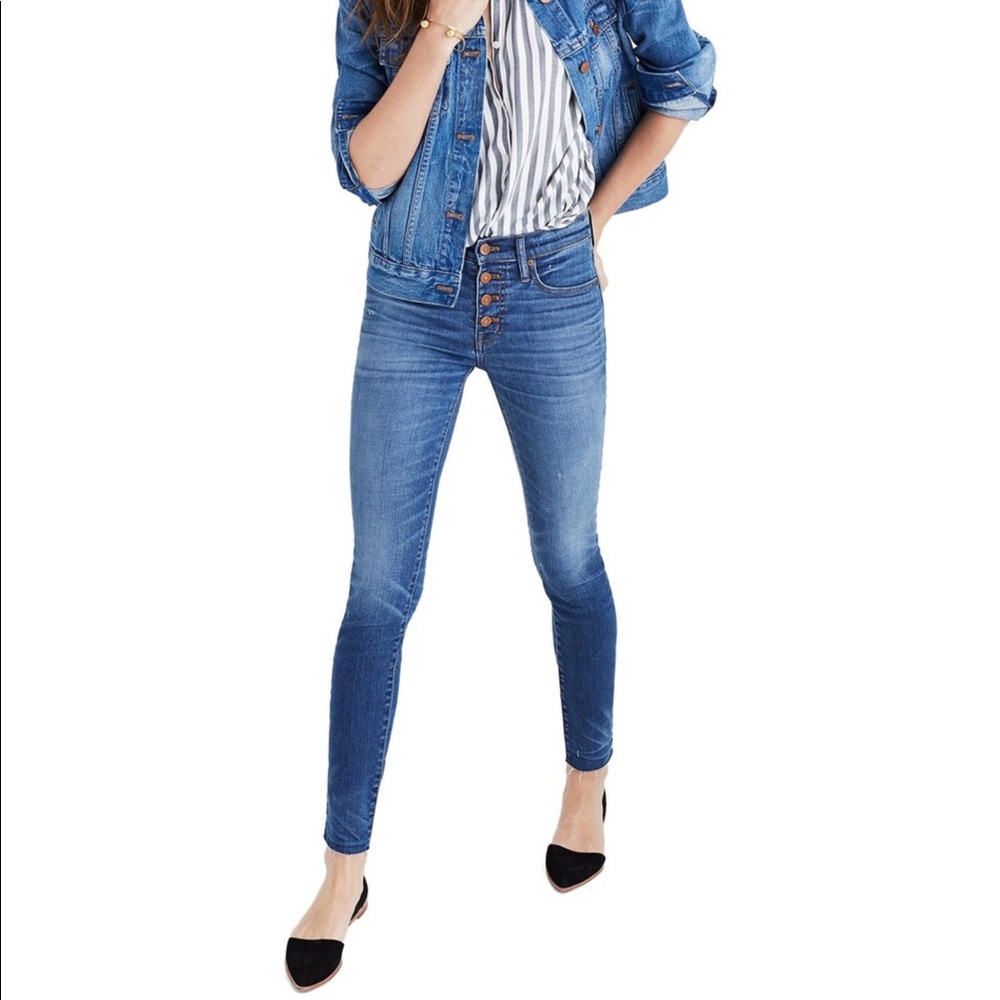 10" High-Rise Skinny Crop Jeans: Button-Front
